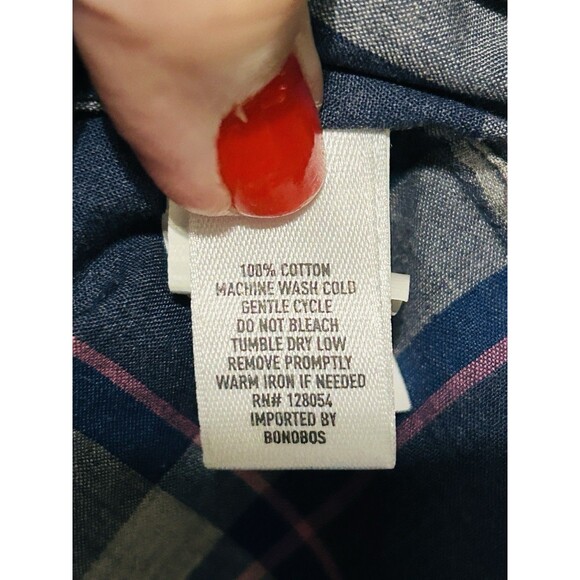 Bonobos Shirt Mens Medium Blue Plaid Tailored Slim Fit Button Up Long Sleeve - Picture 5 of 5